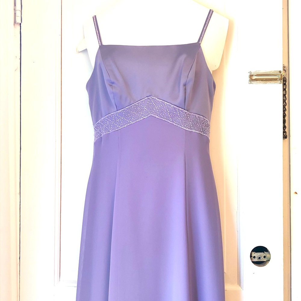 Lavender Empire Waist Prom Gown